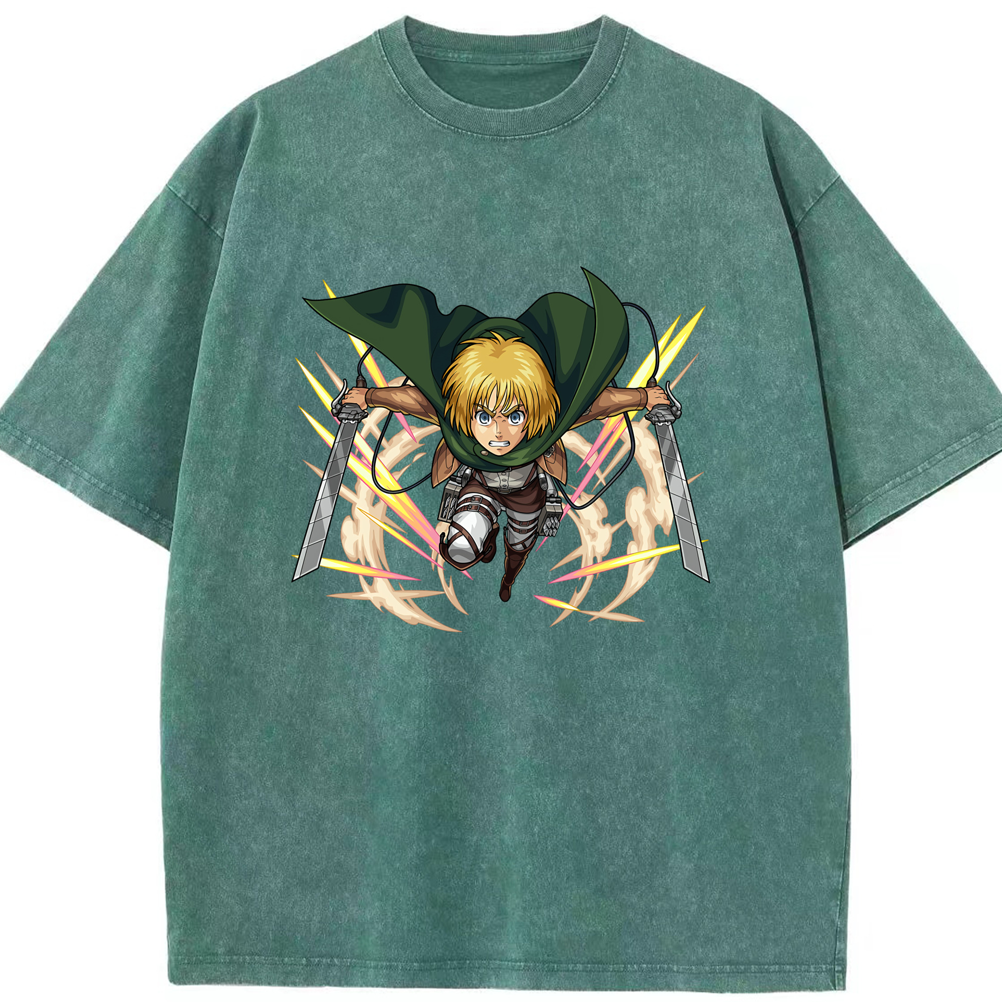 （画像用） 進撃の巨人 アルミン·アルレルト Attack on Titan Armin Arlert 綿100% ヴィンテージ風 半袖Tシャツ（フロントプリント）